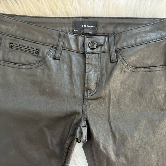 THE KOOPLES LEATHER EFFECT LOW RISE SLIM FIT BLACK SKINNY JEANS SIZE 25 - Picture 3 of 7